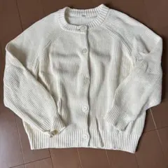 GU ウォッシャブル畦クルーネックカーディガン　160