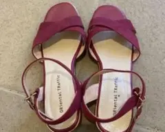 orientaltraffic❤️バーガンディ クロスストラップ サンダルM