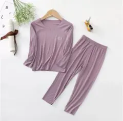 キッズ服 薄手 パジャマ パープル ストライプ