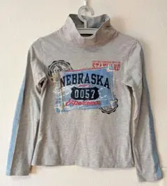 Rerekレレク長袖ハイネックTシャツ グレー 　デニムポケットＳ（150cm）