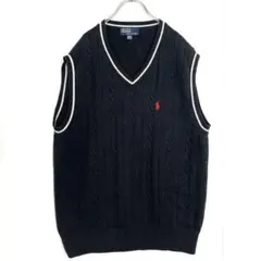 ビッグサイズ ラルフローレン Ralph Lauren ニット ベスト ブラック