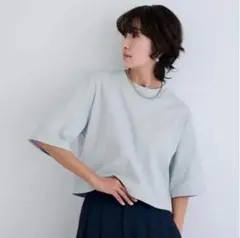 レディース クロップド丈 半袖Tシャツ ライトブルーのサムネイル