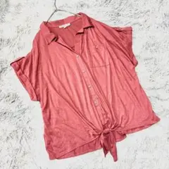 スキッパーシャツ(XL)大きいサイズ　オフィスカジュアル　お出かけ　フェミニン