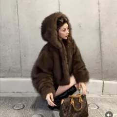 daily. モンスターコート ファーコート ブラウン - メルカリ