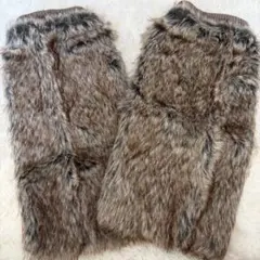 ファー素材 ブラウン レッグウォーマー