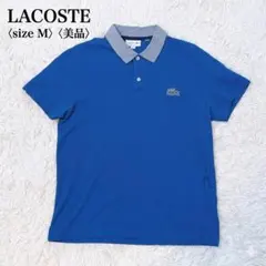 00s LACOSTE M ポロシャツ 鹿の子 ビッグワニ刺繍 襟切替 紺