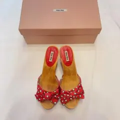 Miu Miu デニム フラワー装飾 ミュール 38 - メルカリ
