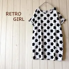 ＊RETRO GIRL＊チュニック ゆったり大きめ Ｆサイズ オフ白×黒(花柄)のサムネイル