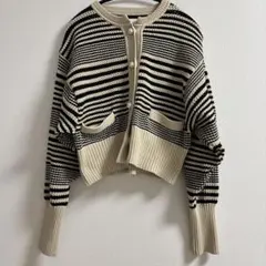 【美品】アダムエロペ　パターンニットカーディガン