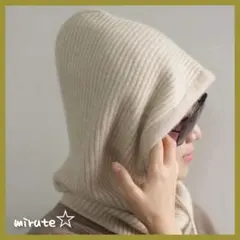 フード付き ネックウォーマー アイボリー バラクラバ 防寒 9