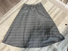 グレー系チェック フレアスカート M