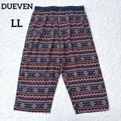 DUEVEN 総柄ハーフパンツ　大きいサイズ　LL 薄手　楽ちん　ネイビー
