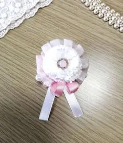 ハンドメイド コサージュ ミニサイズ 白 ピンク 卒園 入園 入学 子ども用