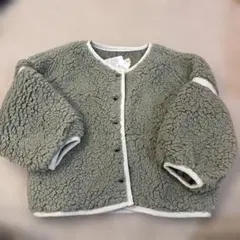 ボア素材 グレー バルーンスリーブジャケット