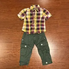 チャビーギャング　子供服　夏服　チェック柄シャツとカーゴパンツセット　120