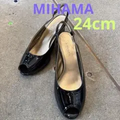 MIHAMA ミハマ24cm 黒 エナメル バックストラップ サンダルのサムネイル