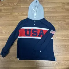 チャンピオン　USAロゴ フード付きパーカー ネイビー　トリコロール