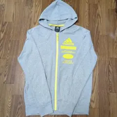 adidas グレー薄手 フルジップパーカーLサイズ