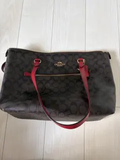 Coach ブラウン/レッド トートバッグ