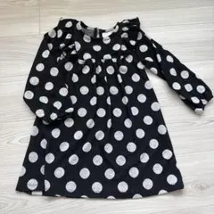 ZARA 黒・白水玉 フリルワンピース 110cm