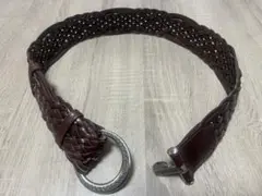 goa 本革編み込みレザーベルト　ダークブラウン