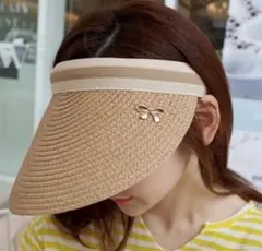 t19 リボン 春夏 帽子 サンバイザー レディース 日焼け防止 55
