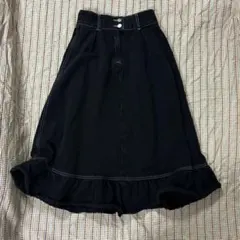 デニム フレアスカート ブラック