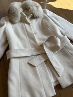 オンワード　アンゴラ•羊毛コート　ファー付き（フォックス）コート