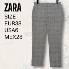 【未使用】 ZARA グレンチェック柄 アンクル スラックス パンツ チェック