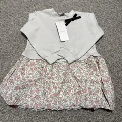 petit main 花柄 長袖 ワンピース 100