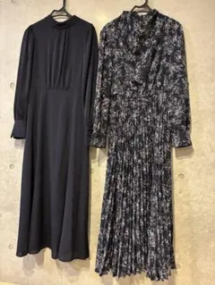 [used]NaturalBeautyBasic紺色ワンピースSサイズ2枚組