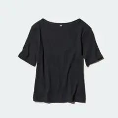 UNIQLO リブボートネックT/5分袖