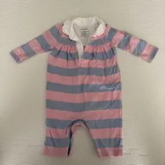 Ralph Lauren ピンクブルーストライプロンパース 3M