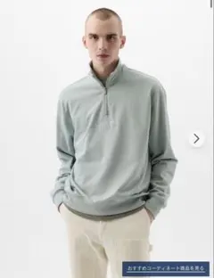 GAP アーチロゴ ハーフジッププルオーバー