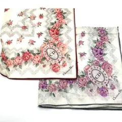 Christian Dior ディオール ハンカチ 2枚セット バラ 大判