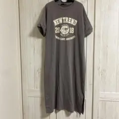 シーイン　shein Tシャツワンピース　ロング　スリット入り　半袖　韓国風