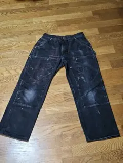 ヴィンテージ★USA製★神フェードカーハートダブルニー黒ブラックダックパンツ29