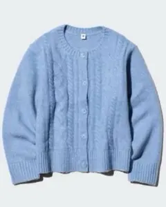 ユニクロ　UNIQLO GIRLS スフレヤーンカーディガン 150 ブルー