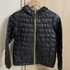 UNIQLO フード付きキルティングジャケット ブラック/グリーン　サイズ140