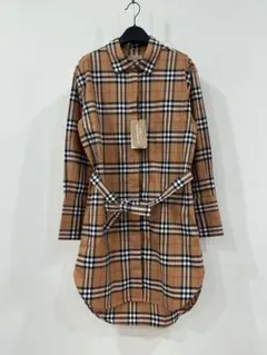 Burberry チェック柄 シャツワンピース ベルト付き - メルカリ