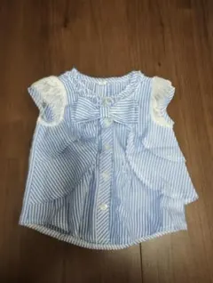 ストライプリボン付きシャツ