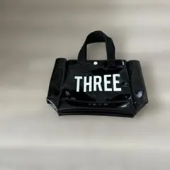 THREE ロゴ入り ブラックトートバッグ