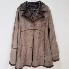 【極軽量】フェイクムートン 裏ボア ロングコート 【L】ボアステッチデザイン