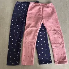 【美品】UNIQLOボアレギンス2枚セット 110サイズ 星柄　ピンク　花