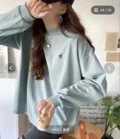 26日削除！クラシカルエルフ⭐︎ ワンポイント刺繍モックネック長袖Tシャツ