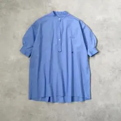 AURALEE 水色 スタンドカラー 半袖シャツ - メルカリ