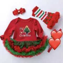 60-70cmツリー柄クリスマスベビーロンパース子供仮装コスプレサンタ