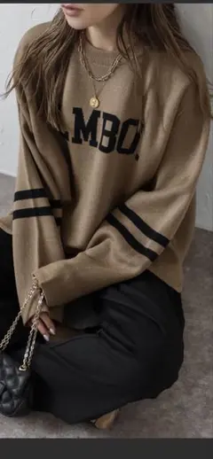 ボンジュールサガンLMBOロゴラウンドニット