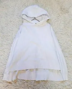 グランドパーク パーカー プルオーバー フード 前後差ヘム 白 綿混 ゆったり