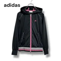 【美品】アディダス　ダブルジップアップ　パーカー　S 黒 ピンク　ゴルフウェア